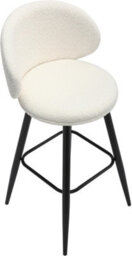 Lamboro Roma White Boucle Fixed Height Bar Stool With Black Legs & Curved Backrest, 66Cm - thumbnail 2