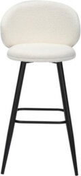 Lamboro Roma White Boucle Fixed Height Bar Stool With Black Legs & Curved Backrest, 66Cm - thumbnail 1