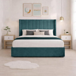 Luxury Green Plush Milan Single Bed Frame With Mattress 54 Inches Wingback Headboard 2 Footend Storage Drawers - thumbnail 4