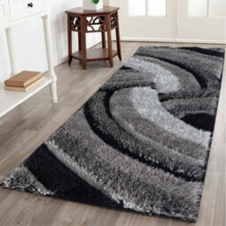 Modern Soft Swirl Shimmer Shaggy Area Rugs Grey 60X220 Cm - thumbnail 1