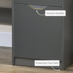Grey Computer Desk W/ Drawers Modern Writing Workstation For Home - thumbnail 6