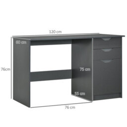 Grey Computer Desk W/ Drawers Modern Writing Workstation For Home - thumbnail 2