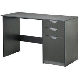 Grey Computer Desk W/ Drawers Modern Writing Workstation For Home - thumbnail 1