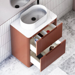Royal Bathrooms Avenza 800mm Terracotta Clay Floor Standing Countertop Bathroom Vanity Unit 2 Drawer With Peak Basin - thumbnail 5