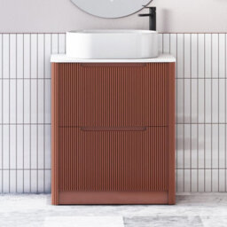 Royal Bathrooms Avenza 800mm Terracotta Clay Floor Standing Countertop Bathroom Vanity Unit 2 Drawer With Peak Basin