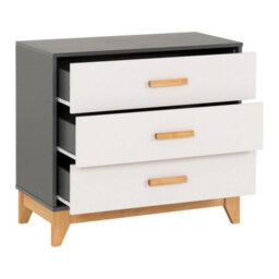 Seconique Cleveland 3 Drawer Chest In White And Pine With Grey Metal Effect - thumbnail 3