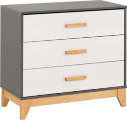 Seconique Cleveland 3 Drawer Chest In White And Pine With Grey Metal Effect - thumbnail 2