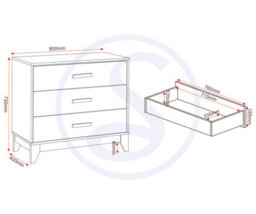 Seconique Cleveland 3 Drawer Chest In White And Pine With Grey Metal Effect - thumbnail 9