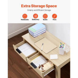 Small Desk W/ Drawer  Desk For Bedroom Simple Study Table Light Wood - thumbnail 5