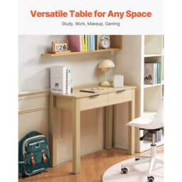 Small Desk W/ Drawer  Desk For Bedroom Simple Study Table Light Wood - thumbnail 3
