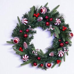 Christmas Tree World 50Cm Decorated Mixed Pine Wreath With Red & White Candy Canes - thumbnail 2