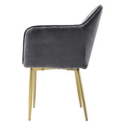 Darphe Grey Modern Velvet Dining Chair With Gold Metal Legs - thumbnail 4