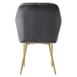 Darphe Grey Modern Velvet Dining Chair With Gold Metal Legs - thumbnail 5