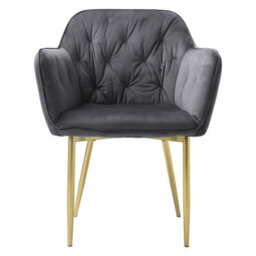 Darphe Grey Modern Velvet Dining Chair With Gold Metal Legs - thumbnail 3