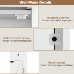 Costway 173Cm Tall Bathroom Cabinet Narrow Slim Storage Organizer Unit With Drawer - thumbnail 9