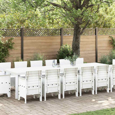 Berkfield Garden Dining Set 15 Pcs White Polt Rattan - image 1