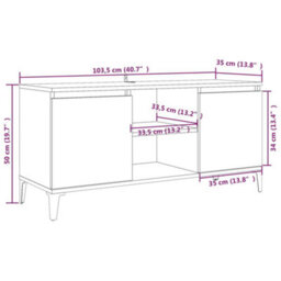 Berkfield Tv Cabinet With Metal Legs Grey Sonoma 103.5X35X50 Cm - thumbnail 8