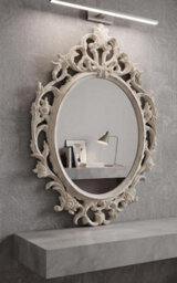 Deenz Ornate Baroque Wall Hanging Mirror White Rustic Oval Vintage Plastic Framed Elegant Living Room Furniture Large 69X48X3.5Cm - thumbnail 4