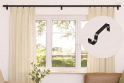 2X Black Colour Heavy Duty Metal Curtain Pole Brackets 28mm Wall Support By Homeelabador - thumbnail 5