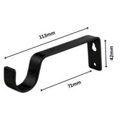 2X Black Colour Heavy Duty Metal Curtain Pole Brackets 28mm Wall Support By Homeelabador - thumbnail 2