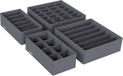 Songmics Set Of 4 Underwear Drawer Organisers,fabric Storage Boxes For Closet Wardrobe Shelves, Slate Grey - image 1