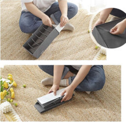 Songmics Set Of 4 Underwear Drawer Organisers,fabric Storage Boxes For Closet Wardrobe Shelves, Slate Grey - thumbnail 5