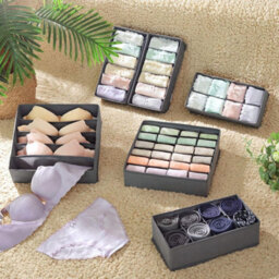 Songmics Set Of 4 Underwear Drawer Organisers,fabric Storage Boxes For Closet Wardrobe Shelves, Slate Grey - thumbnail 2