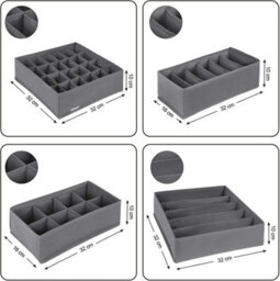 Songmics Set Of 4 Underwear Drawer Organisers,fabric Storage Boxes For Closet Wardrobe Shelves, Slate Grey - thumbnail 3