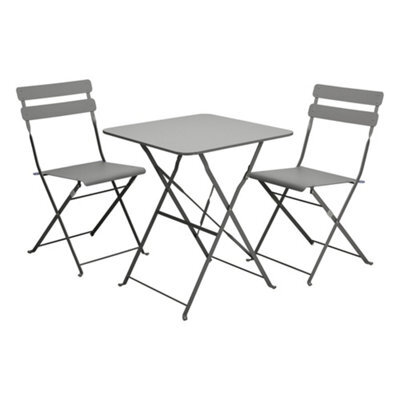 Jack Stonehouse Jsh Garden Bistro Light Grey Dining Patio Set With 1 X Table & 2 X Chairs Folding Steel Rubber Feet - image 1