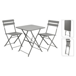 Jack Stonehouse Jsh Garden Bistro Light Grey Dining Patio Set With 1 X Table & 2 X Chairs Folding Steel Rubber Feet - thumbnail 4