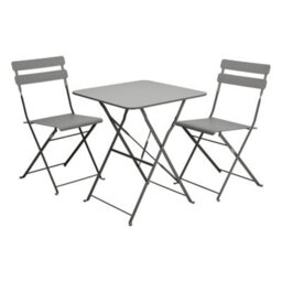 Jack Stonehouse Jsh Garden Bistro Light Grey Dining Patio Set With 1 X Table & 2 X Chairs Folding Steel Rubber Feet