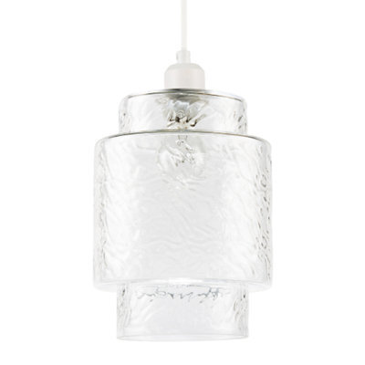 Happy Homewares Clear Layered Glass Cylinder Pendant Light Shade With Tiered Design - image 1