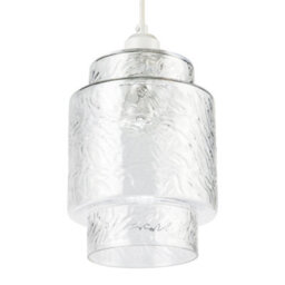 Happy Homewares Clear Layered Glass Cylinder Pendant Light Shade With Tiered Design - thumbnail 4