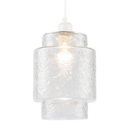 Happy Homewares Clear Layered Glass Cylinder Pendant Light Shade With Tiered Design - thumbnail 2
