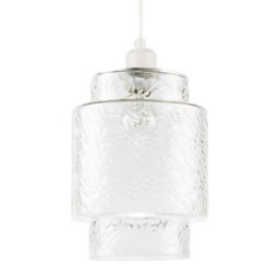 Happy Homewares Clear Layered Glass Cylinder Pendant Light Shade With Tiered Design - thumbnail 1