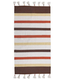 Beliani Handwoven Cotton Rag Rug 80 X 150 Cm Beige Brown Stripes - thumbnail 1