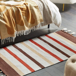 Beliani Handwoven Cotton Rag Rug 80 X 150 Cm Beige Brown Stripes - thumbnail 2