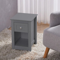 Grey Wood Side Table Slim Narrow Night Stand Bedside Drawer Storage Cabinet - thumbnail 4
