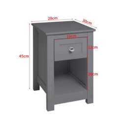 Grey Wood Side Table Slim Narrow Night Stand Bedside Drawer Storage Cabinet - thumbnail 2