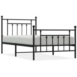 Berkfield Metal Bed Frame With Headboard And Footboard Black 100X190 Cm - thumbnail 2