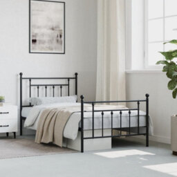 Berkfield Metal Bed Frame With Headboard And Footboard Black 100X190 Cm - thumbnail 3
