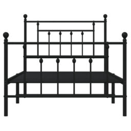 Berkfield Metal Bed Frame With Headboard And Footboard Black 100X190 Cm - thumbnail 6