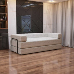 Sliding Wardrobes 4 u LTD Luxurious Larry Fabric Smart Convertible Sofa Bed - 3-Seater Sleeper With Metal Frame No Assembly Required (Camel,3Seater) - thumbnail 1