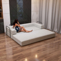 Sliding Wardrobes 4 u LTD Luxurious Larry Fabric Smart Convertible Sofa Bed - 3-Seater Sleeper With Metal Frame No Assembly Required (Camel,3Seater) - thumbnail 5
