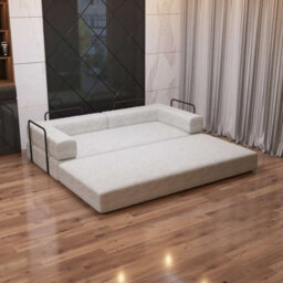 Sliding Wardrobes 4 u LTD Luxurious Larry Fabric Smart Convertible Sofa Bed - 3-Seater Sleeper With Metal Frame No Assembly Required (Camel,3Seater) - thumbnail 4
