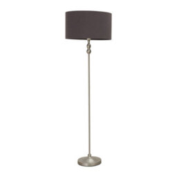 Valuelights Maggie Brushed Chrome Silver Candlestick Floor Lamp With Charcoal Fabric Lamp Shade - thumbnail 2