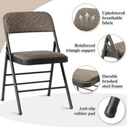 New Deluxe Steel Folding Office Chair With Fabric Padded Seat And Backrest - thumbnail 3