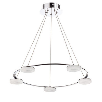 Luminosa Lighting Luminosa Nimbus Pendant 5 Light 25W Led 3000K, 2200Lm, Polished Chrome/frosted Acrylic - image 1