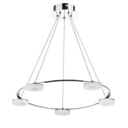 Luminosa Lighting Luminosa Nimbus Pendant 5 Light 25W Led 3000K, 2200Lm, Polished Chrome/frosted Acrylic - thumbnail 1