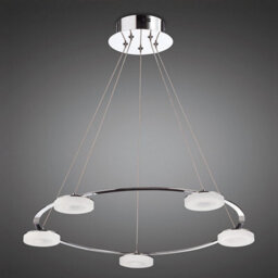 Luminosa Lighting Luminosa Nimbus Pendant 5 Light 25W Led 3000K, 2200Lm, Polished Chrome/frosted Acrylic - thumbnail 2